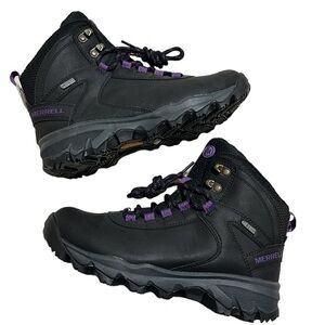 Merrell Vego Mid LTR Waterproof Hiking Boots Black Lilac Women Size 6 NWOB